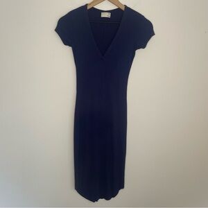 Aritzia Midi Dress V neckline Navy Blue Wilfred Free size XXS